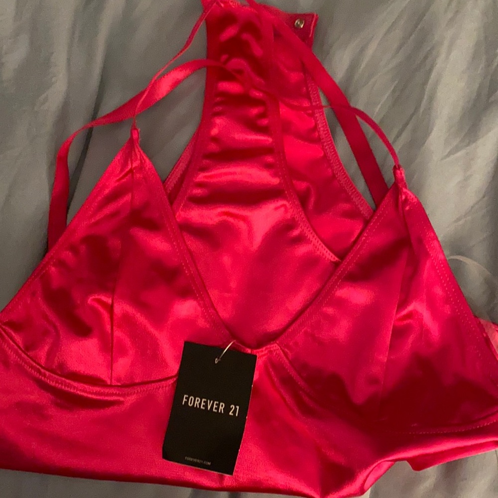 Hot Pink Satin F21 Bodysuit